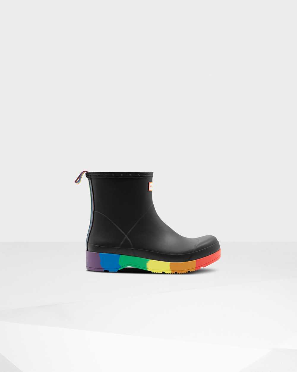 Mens Hunter Original Pride Play Heeled Rain Boots Black | CUMVHO-146